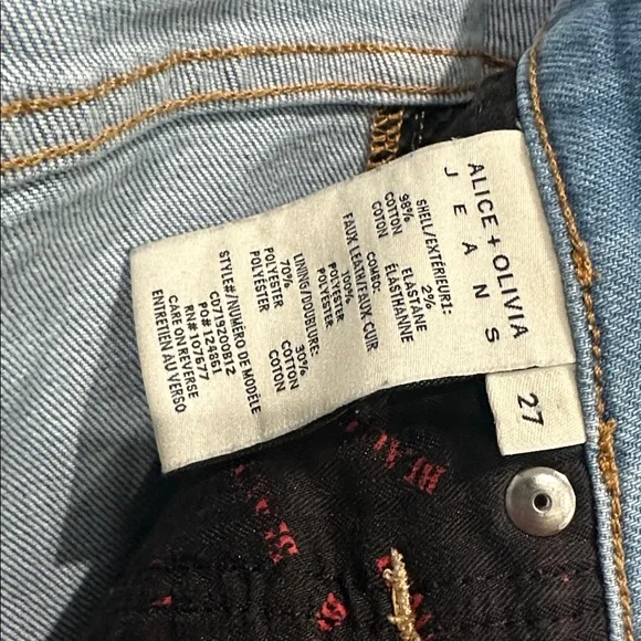 Alice + Olivia Max Vegan Leather Denim Jeans Wide Leg Size 27 - Picture 9 of 10